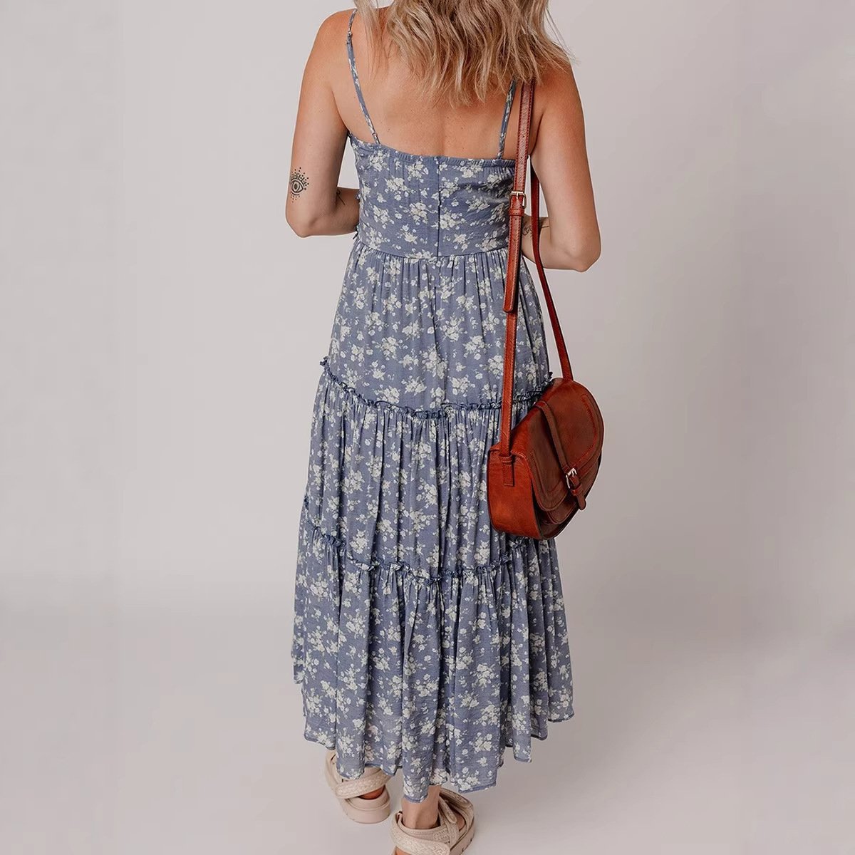 Slimming Cinched-waist Slip Dress With A Casual Floral Print For Women - Image 3