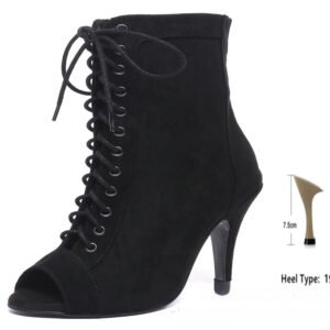 Women's Black Denim Gaobang Peep Toe High Heels
