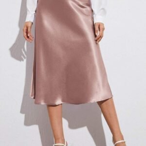 High-waist Satin Midi Skirt Spring Summer Women