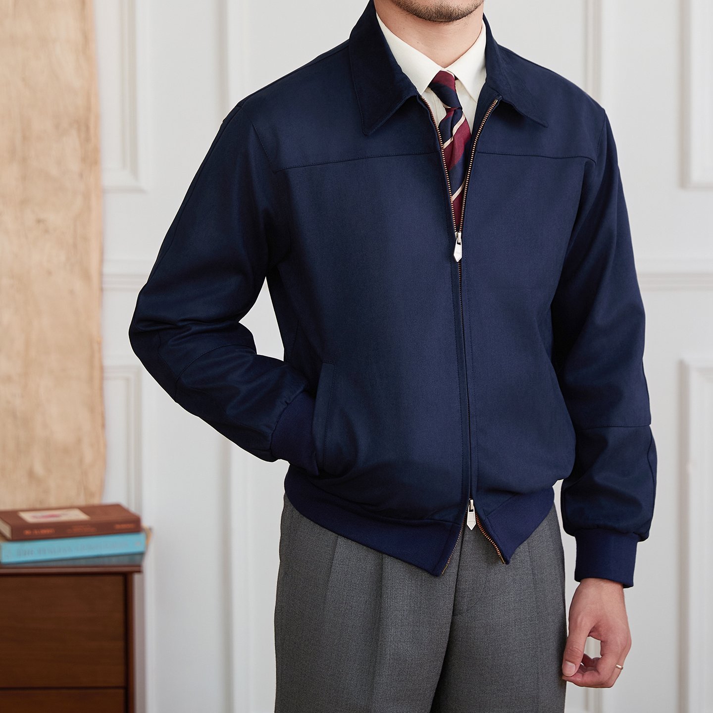 Suede Bomber Jacket Men's Casual Turn-down Collar Coat - Image 2