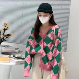 Internet Hot Sweater Women's Retro Diamond Sweater