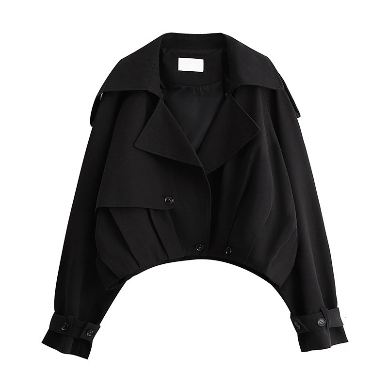 Women's Loose Retro Double Breasted Short Trench Coat - Image 3