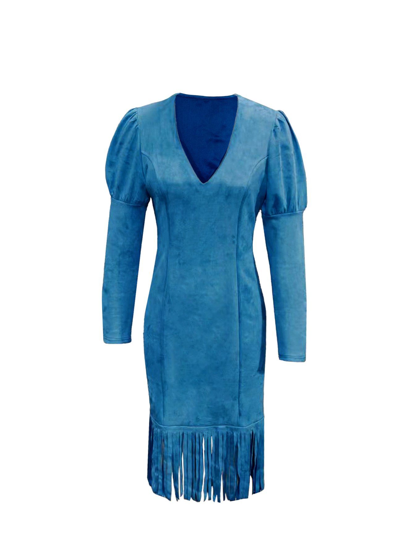 Retro Suede Fringe Sleeveless Mini Dress - Image 5