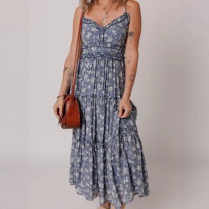 Slimming Cinched-waist Slip Dress With A Casual Floral Print For Women