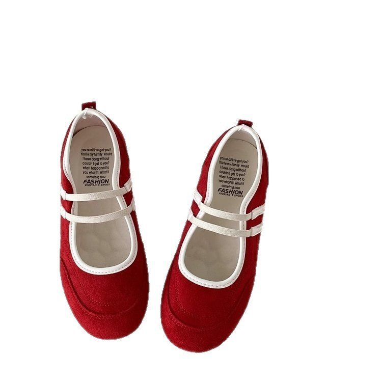 Double Drawstring Retro Round Toe Flat Bottom Shallow Mouth Casual Shoes - Image 5