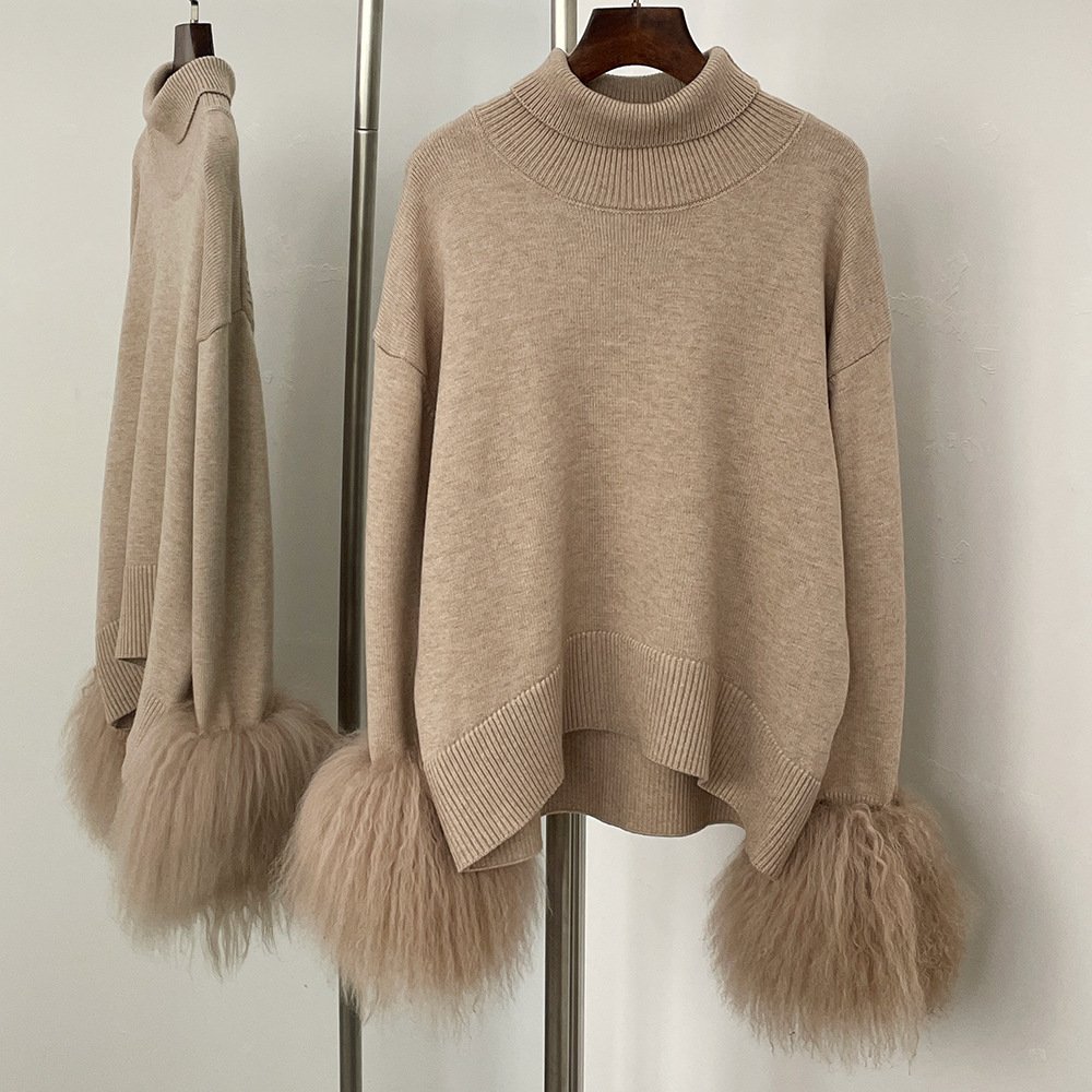 Loose-fitting Turtleneck Pullover Knit Sweater For Women