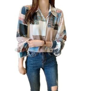 Womens Loose-fitting Long-sleeve Blouse