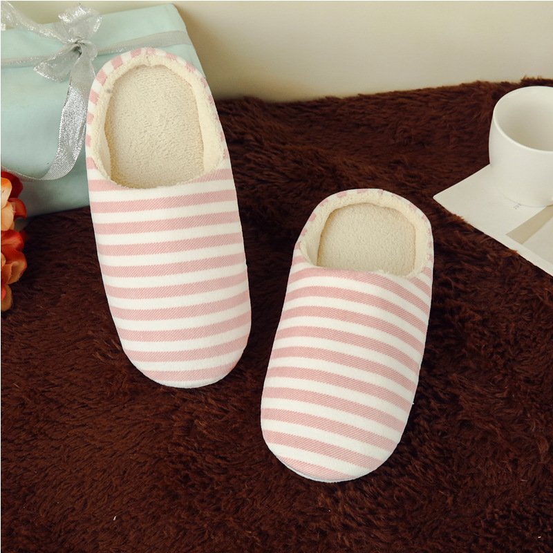 Softsoled Ultrasoft Velvet Cotton Slippers Striped Indoor Floor And Home Cotton Slippers - Image 6