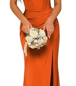 Off-the-shoulder Satin Bridesmaid Corset Ball Gown