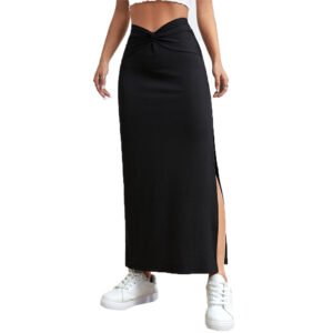 Women's Simple And Fashionable Design Sense Skirt Autumn And Winter High-waisted Draped Split Long Skirt