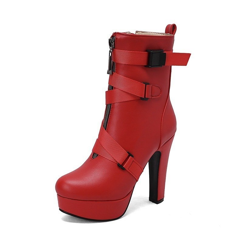New Womens Mid-calf Boots With Thick Soles And Chunky Heels - Image 5