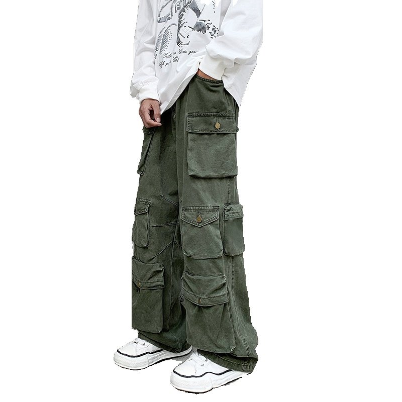 Multi-pocket Overalls Men's Niche Tide Brand Wide Leg Trousers - Image 2