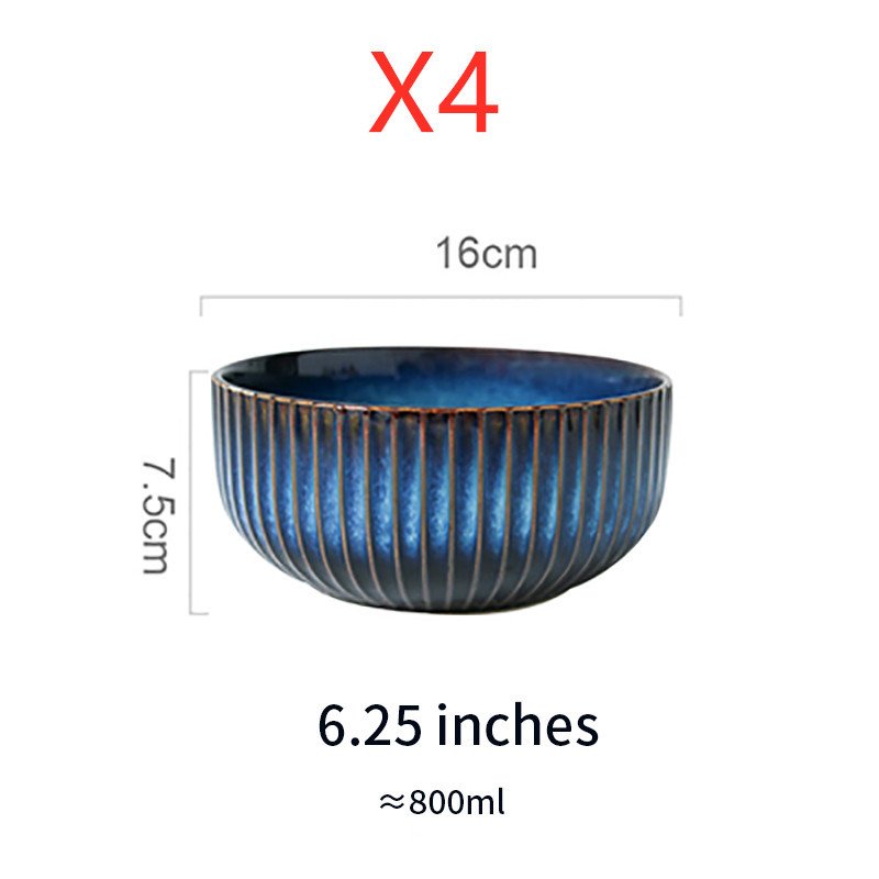 Kiln Turned Blue Ceramic Tableware Noodle Bowl - Image 10