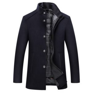 Solid Color Casual Men's Woolen Coat