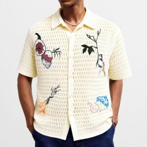 Men's Embroidery Knitwear Summer Short Sleeve Shirt