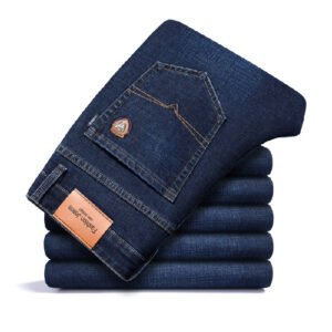 Men's Fleece-Lined Straight-Leg Loose-Fit Thickened Warm Casual Denim Jeans