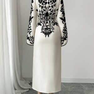 Womens Skirt Floral Print Cross Neckline Slit Maxi Dress