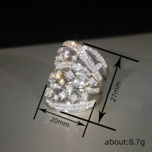 Shimmering Zircon-inlaid Ring For Womenelegant And Intricately Crafted