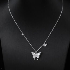 Butterfly Moissanite Diamond Necklace For Women Simple Style