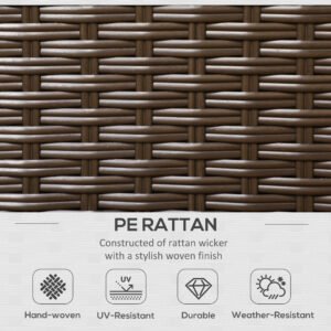 Outdoor Wicker Loveseat, Patio Furniture Couch with Cushions, 2 Seats PE Rattan Sofa, 2 Throw Pillows, Beige