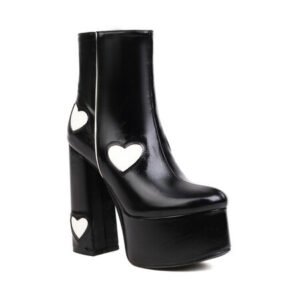 Plus Size Platform Women's Boots Heart-shaped Color Block High Heels