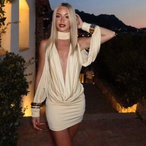 Spicy Girls Scoop-neck Cutout Figure-hugging Hip-hugging Mini Dress
