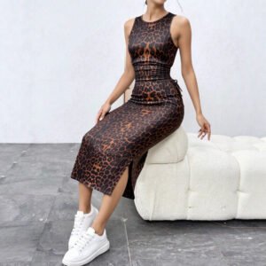 Sexy Mid-Length Leopard-Print Dress In European And American Style