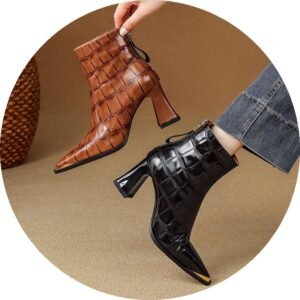 New Autumnwinter Pointed-toe Ankle Boots Featuring Slender Stiletto Heel And A Back Zipper