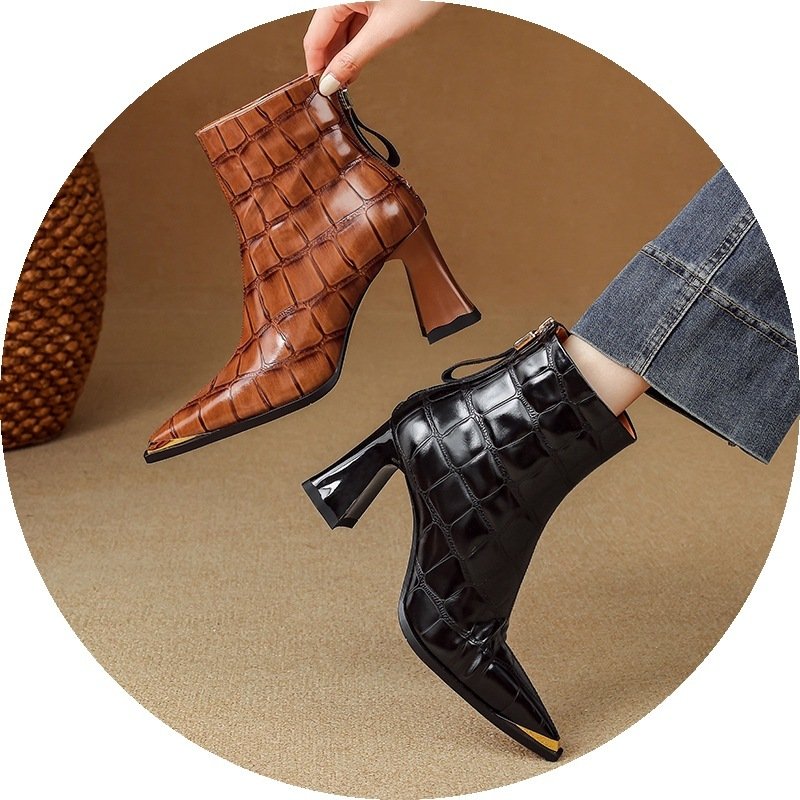 New Autumnwinter Pointed-toe Ankle Boots Featuring Slender Stiletto Heel And A Back Zipper - Image 2