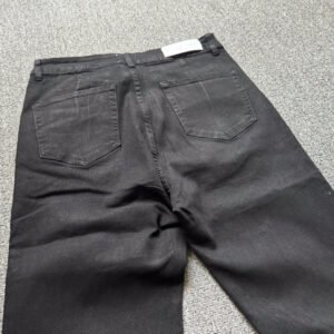Retro Dark Brush Wax Coating Washed Jeans