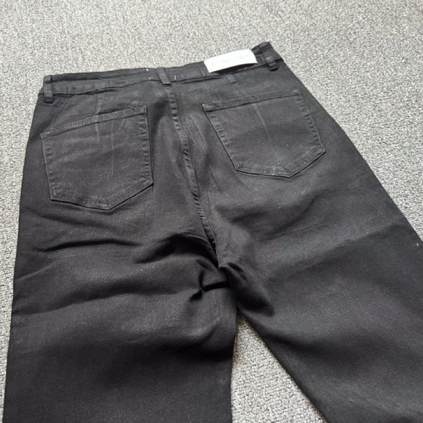 Retro Dark Brush Wax Coating Washed Jeans - Image 3