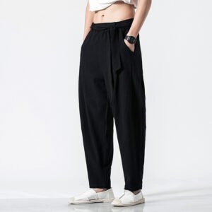 Plain Straight-leg Harem Pants