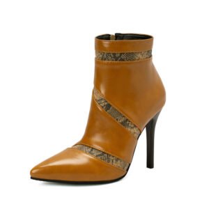 Color-blocked Pointed-toe High-heeled Boots With A Stiletto Heel