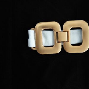 Womens Fashion V-Neck Golden Buckle Slanted Stripe Dress