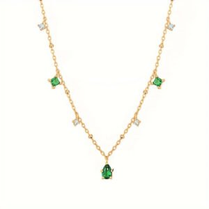 Womens Copper Micro-Set Zircon Waterdrop Pendant Necklace