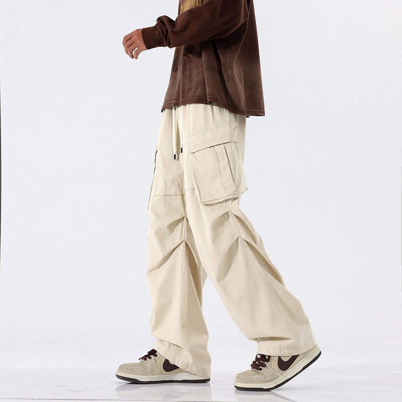 Overalls Men's Retro Trendy Pleated Straight-leg Trousers Casual - Image 2