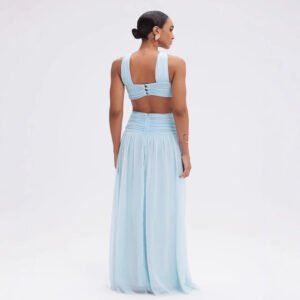 Womens Fashion Lace-up Sleeveless Maxi Halter Dress