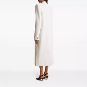 One Button Oblique Cut Extended Solid Color Long Sleeve Jacket Suit