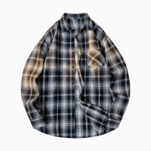 Mens Casual Long-sleeve Plaid Shirt Jacket