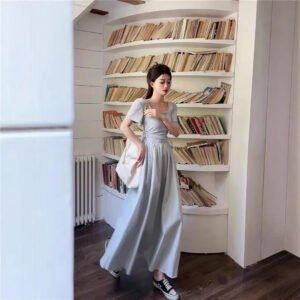 Womens Long Hollowed-Out Patchwork Knitted Dress