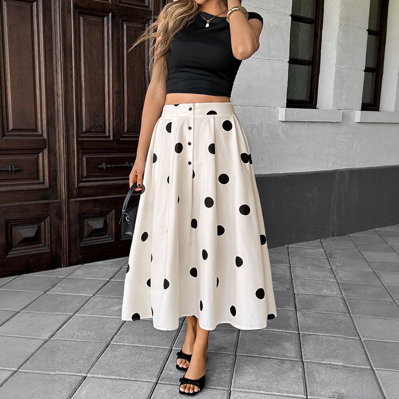 New Exquisite Polka-dot Retro Elegant A-line Skirt - Image 3