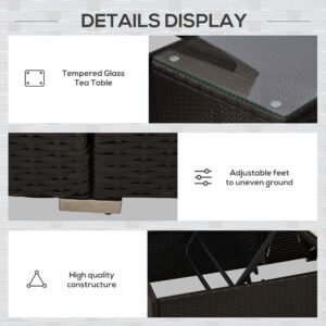 Chaise Lounge Chair Set of 2 with 5 Angle Backrest, Outdoor Coffee Table, Water Repellent Cushions, PE Rattan Wicker Poolside Chairs, 3-Piece Pool Furniture Set, Dark Brown/Cream White