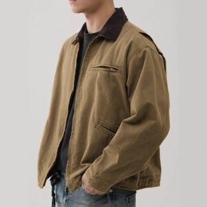 Men's Tooling Washed Jacket Spring And Autumn Color Turn-down Collar Coat