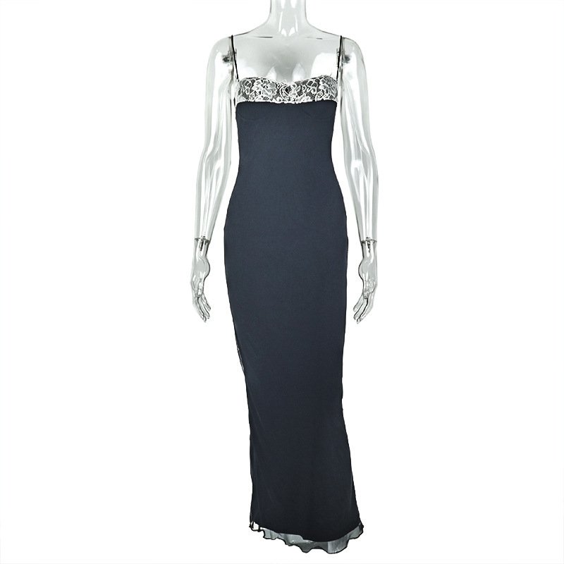 Spliced Backless Pleated Contrast-Color Dress - Image 6