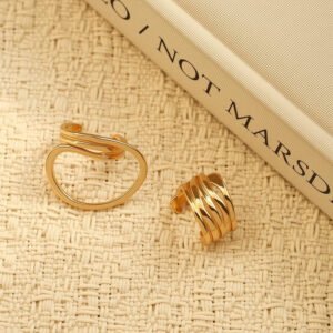 Irregular 2-piece Bracelet Set With Multi-layer Large-circle Wrapping