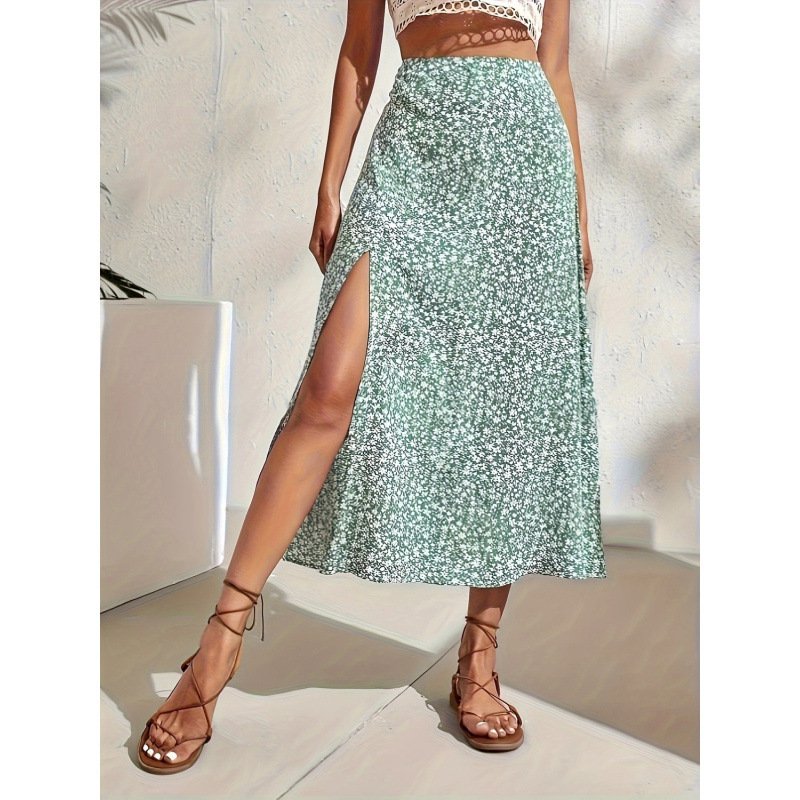 Floral Split New Chinese Style Skirt Fairy Dress For Women - Image 3