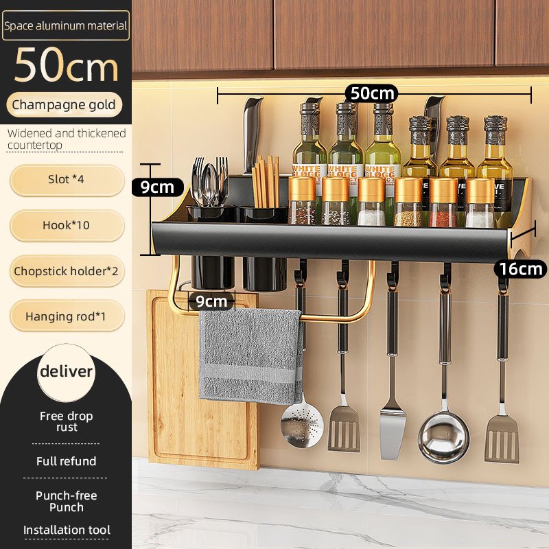 Fashionable Kitchen Shelf Wall-mounted Punch-free Multifunctional - Image 5