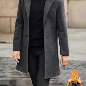 Single Breasted Lapel Windbreaker Woolen Coat