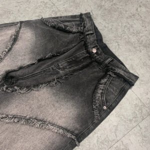 Street Fashion Vintage Jeans Raw Edges Design