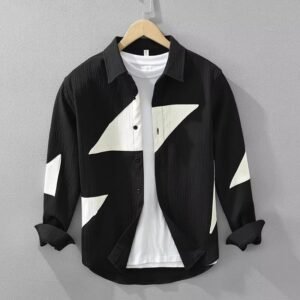 Color Contrast Patchwork Men's Long Sleeve Shirt